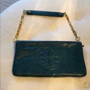 Turquoise Tory Burch clutch